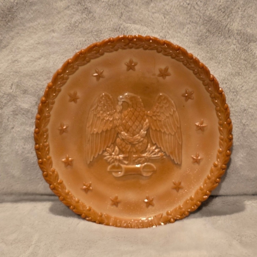 Fenton American Eagle 1976 Bicentennial Chocolate Slag Plate -  Daniel Webster